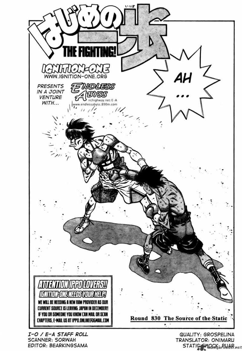 Hajime No Ippo Chapter 830 : The Source Of The Static - Picture 1