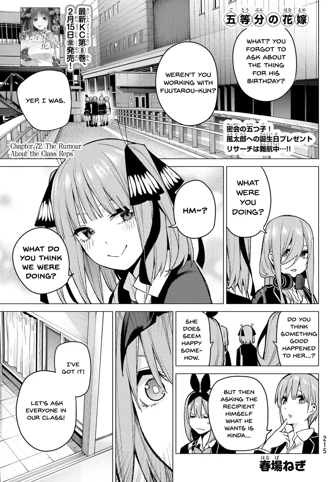 Go-Toubun No Hanayome Chapter 72: The Rumour About The Class Reps - Picture 1