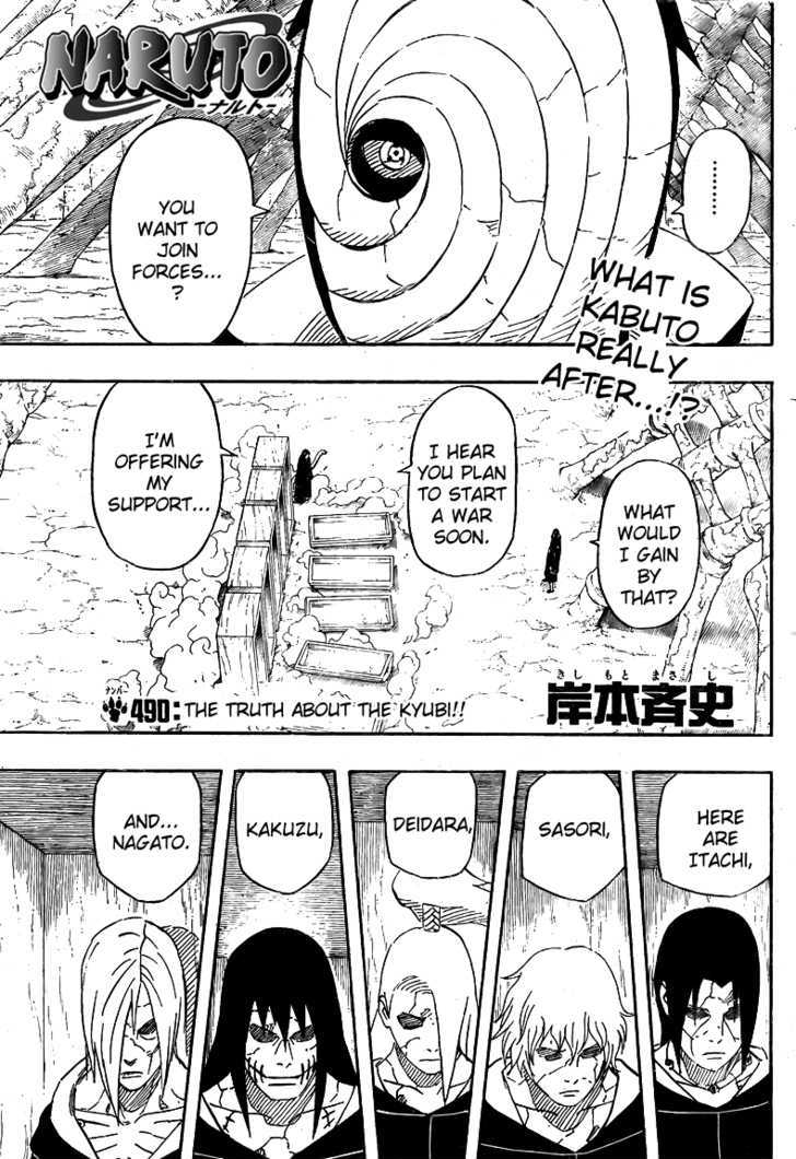Naruto Vol.52 Chapter 490 : The Truth About The Kyubi!! - Picture 1